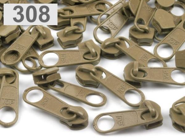 Schieber Zipper zu Spirale Reißverschlüssen 5 mm Beige